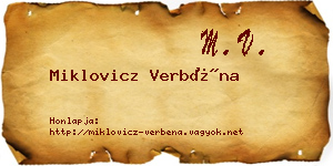 Miklovicz Verbéna névjegykártya